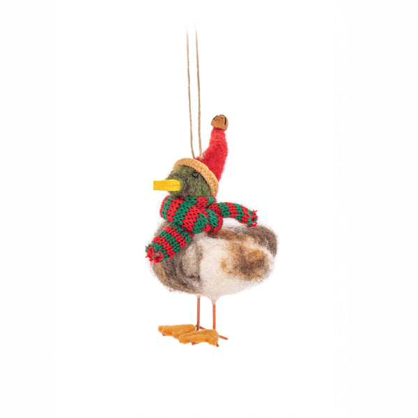 Hanging decoration Duck with Christmas hat and scarf