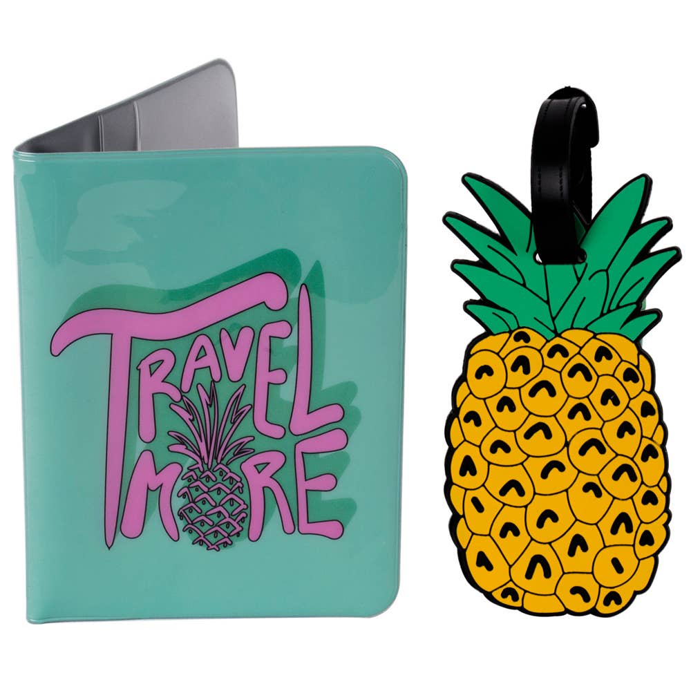 Porta passaporto e porta bagaglio a forma di unicorno e ananas