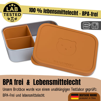 Kids' Stainless Steel Lunch Box with Silicone Insert - Brown