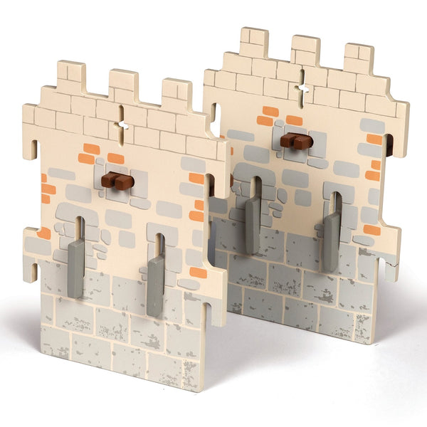 Set 6 château du Maître des armes (2 petits murs) Papo - personnage médiéval