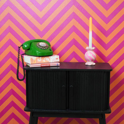 Bougeoir - Bonbon Toffee Rond - Céramique - Rose/ Néon - 8,5x8,5x13 cm