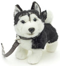 Peluche Chiot Husky, Debout (Noir) - Avec Laisse - 21 cm (Longueur)