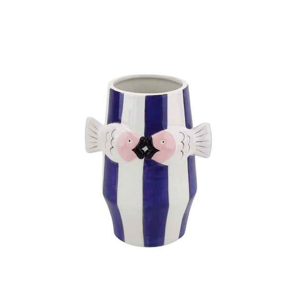 Vase - Fish Flower Vase - Blue/White/Pink - 14x11.5x18.5cm