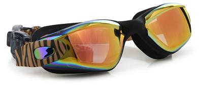 Bling2o LUNETTES DE NATATION: EYE OF THE TIGER - Roar, noir, silicone, sangle réglable, Protection UV à 100 %, anti-buée, en boîte de rangement transparente, 6+