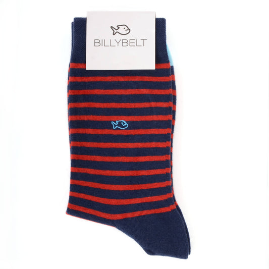 Navy Blue/Red Striped Socks