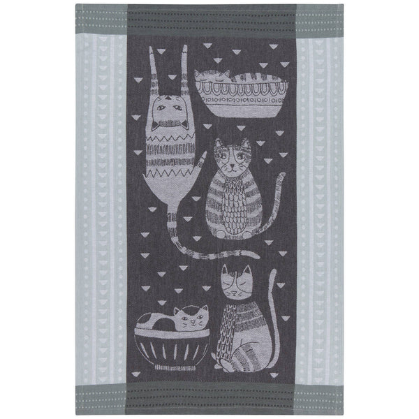 Purr Party jacquard tea towel