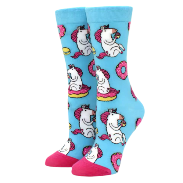 chaussettes licornes et donuts