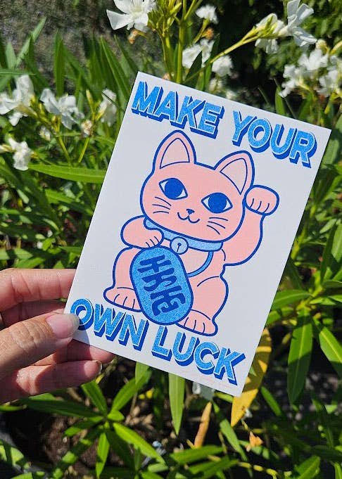 Riso print Lucky Cat “Make your own Luck”