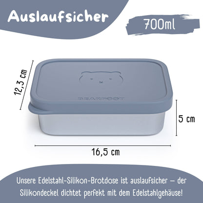 Kids' Stainless Steel Lunch Box with Silicone Insert - Blue