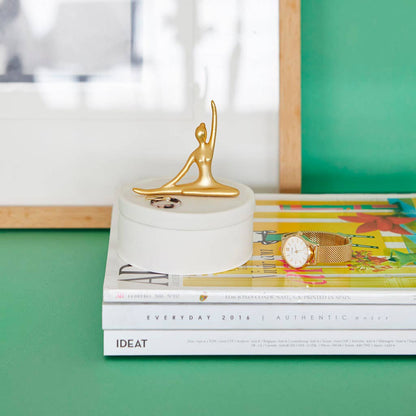 Jewelry box, ballerina, gold, porcelain