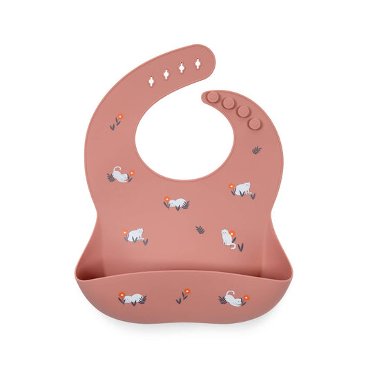 Shayan Cats Silicone Bib - Terracotta