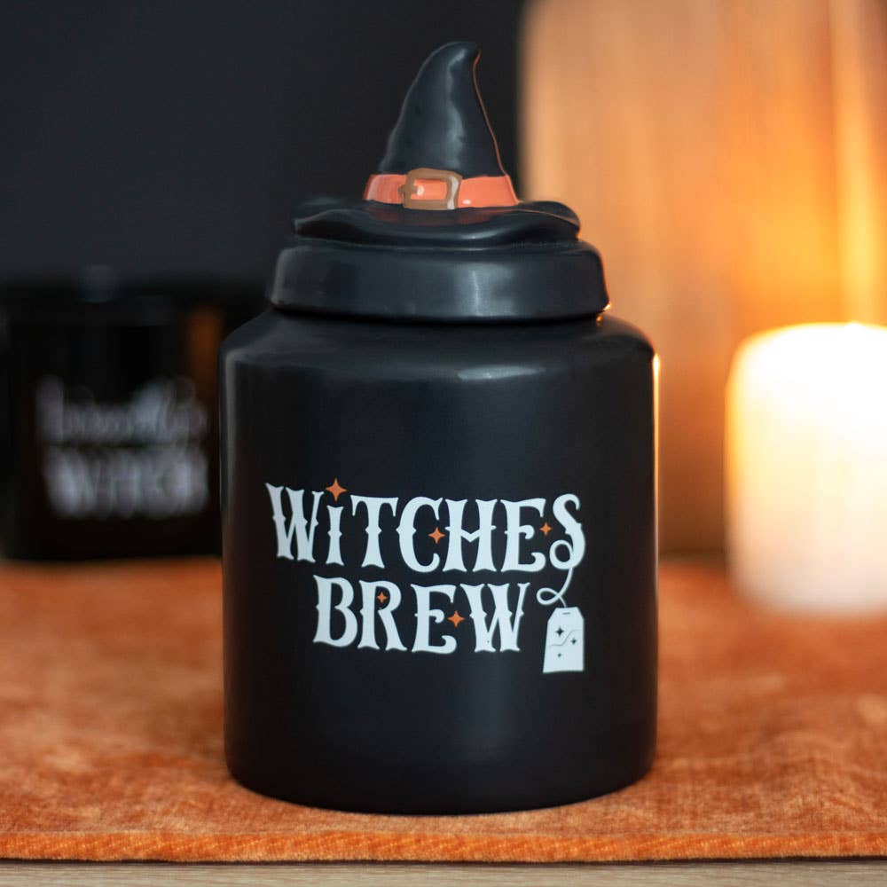 Boîte à thé d'Halloween en céramique Witches Brew