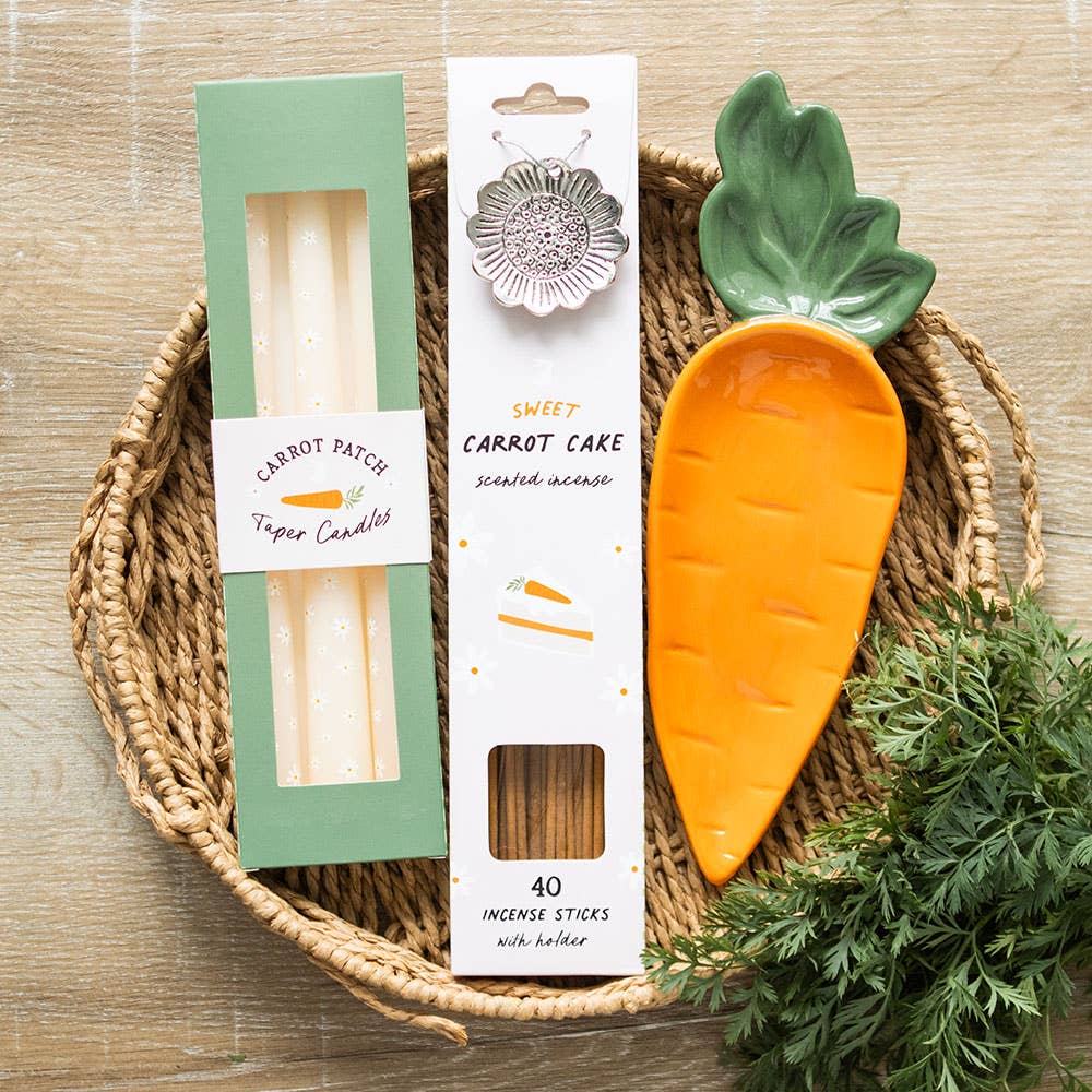 Ensemble de 3 bougies effilées Carrot Patch White Daisy