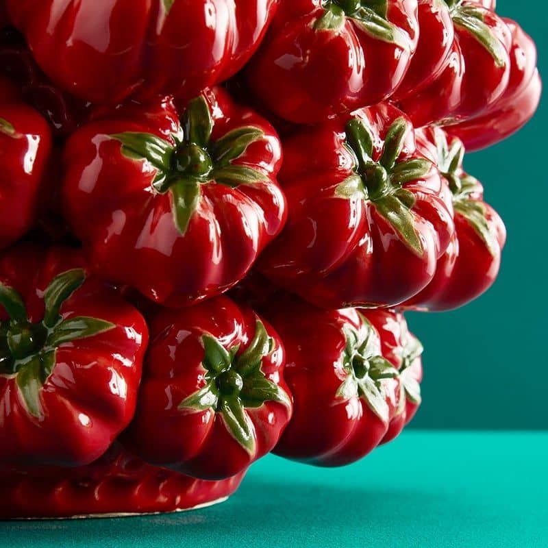 Tomato Vase, Red Stoneware, 33.5 x 32 x 33 cm Handmade
