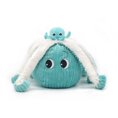 Peluche Ptipotos Maman et Bébé Poulpe - Bleu Aqua
