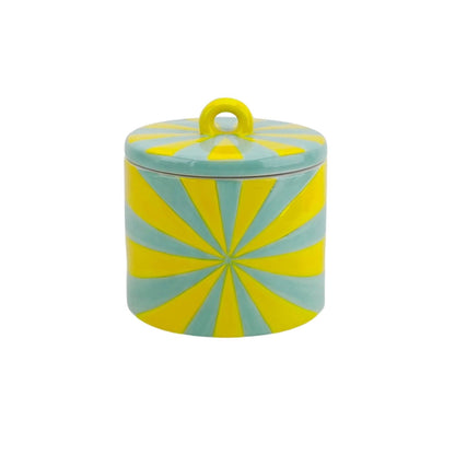 Pot déco - Tourbillon - Dolomite - Jaune/Menthe - 11x11x11,5cm