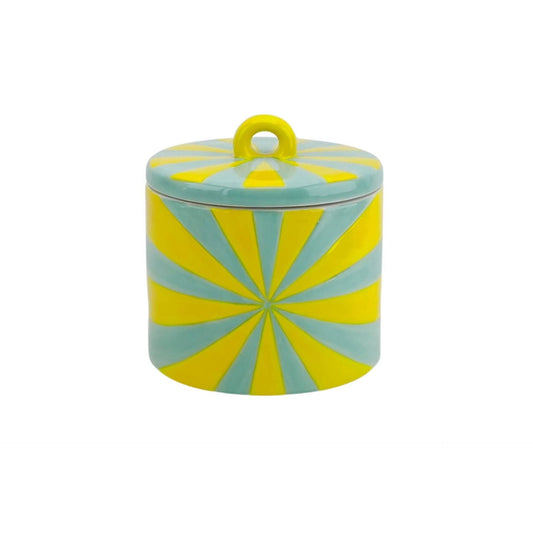 Pot déco - Tourbillon - Dolomite - Jaune/Menthe - 11x11x11,5cm