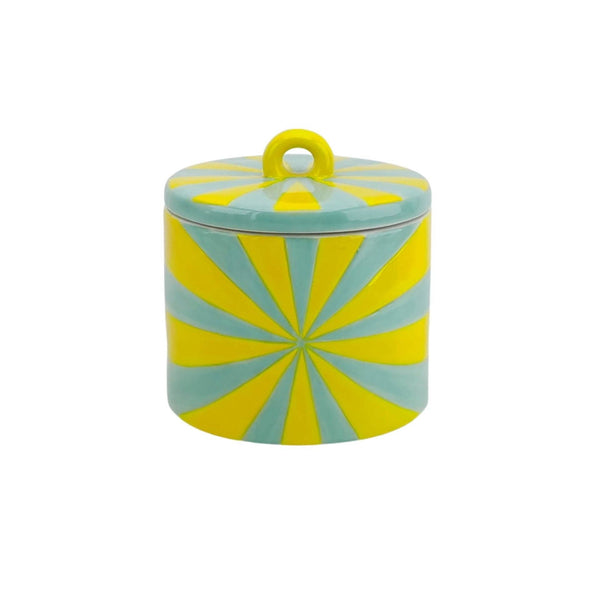 Decorative pot - Swirl - Dolomite - Yellow/Mint - 11x11x11.5cm