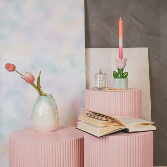 Vase - Tulip Head - Stoneware - Mint - 14x14x19cm