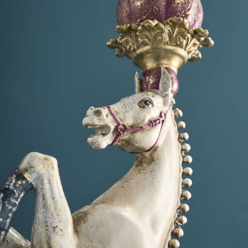 Lampadario a forma di cavallo da circo bianco