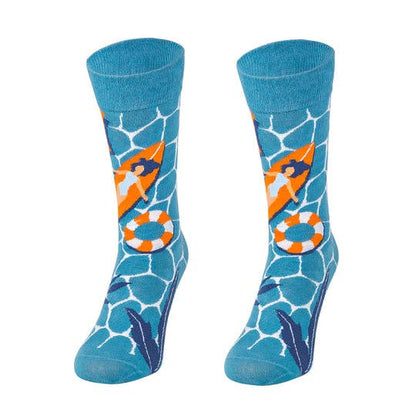 Funny Long Cotton Socks for Women/Men, Pool Pattern