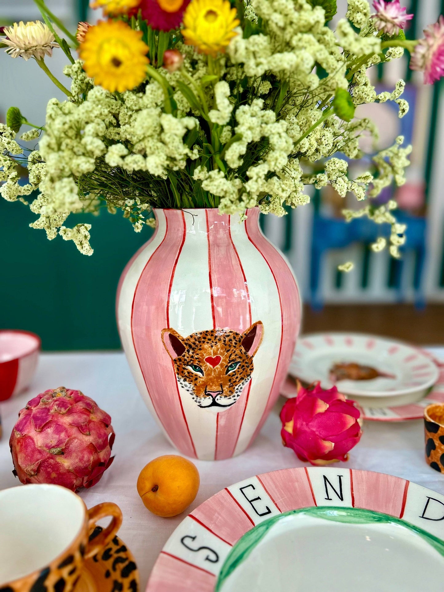 Large leopard vase