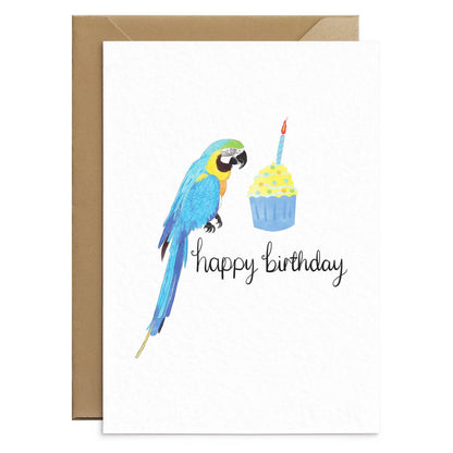 Carte d'anniversaire Perroquet Ara Bleu