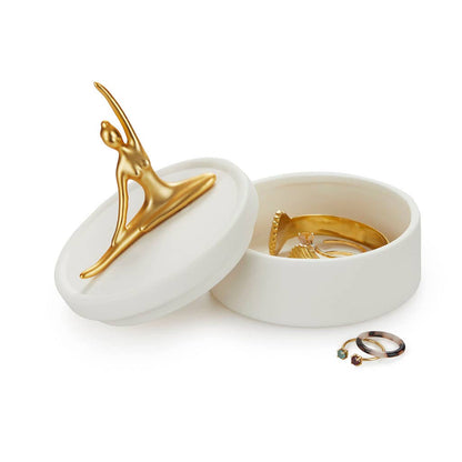 Jewelry box, ballerina, gold, porcelain