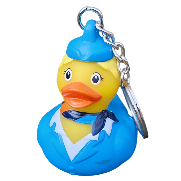 Blonde Flight Attendant Duck Keychain