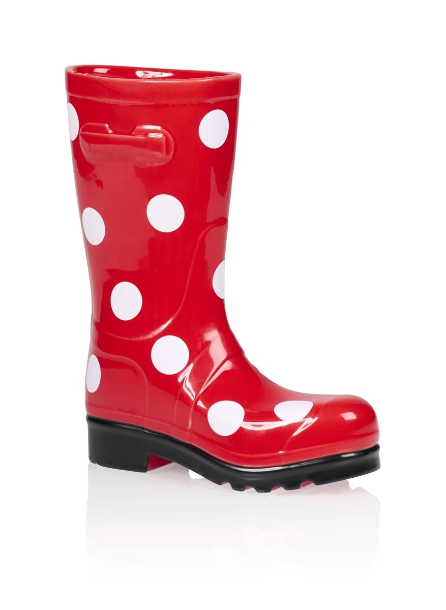 Vase Bottes Wellington Rouge à Pois