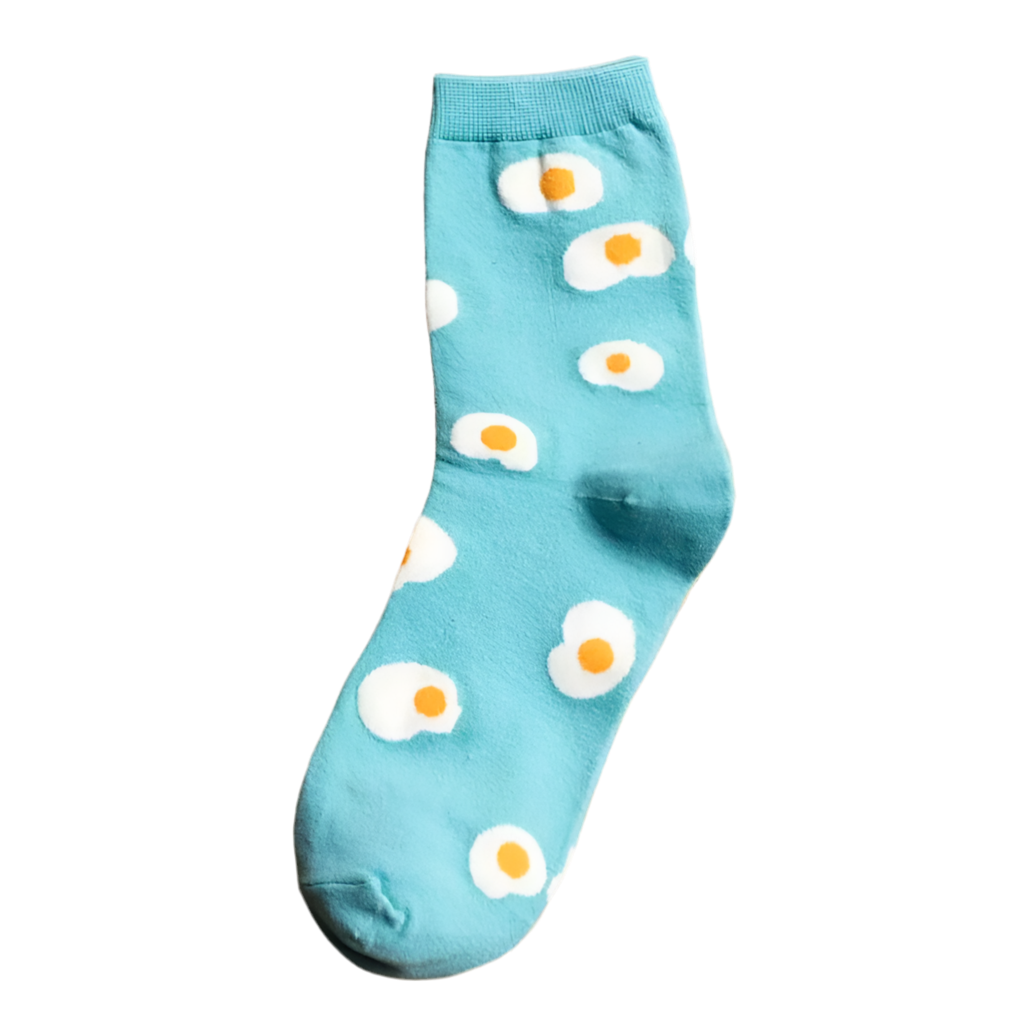 chaussettes bleues oeuf au plat mrcol