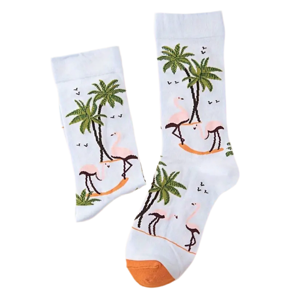Chaussettes Flamants Roses Palmiers