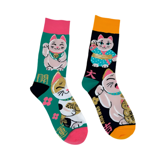 chaussettes depareillees chat chanceux lcc
