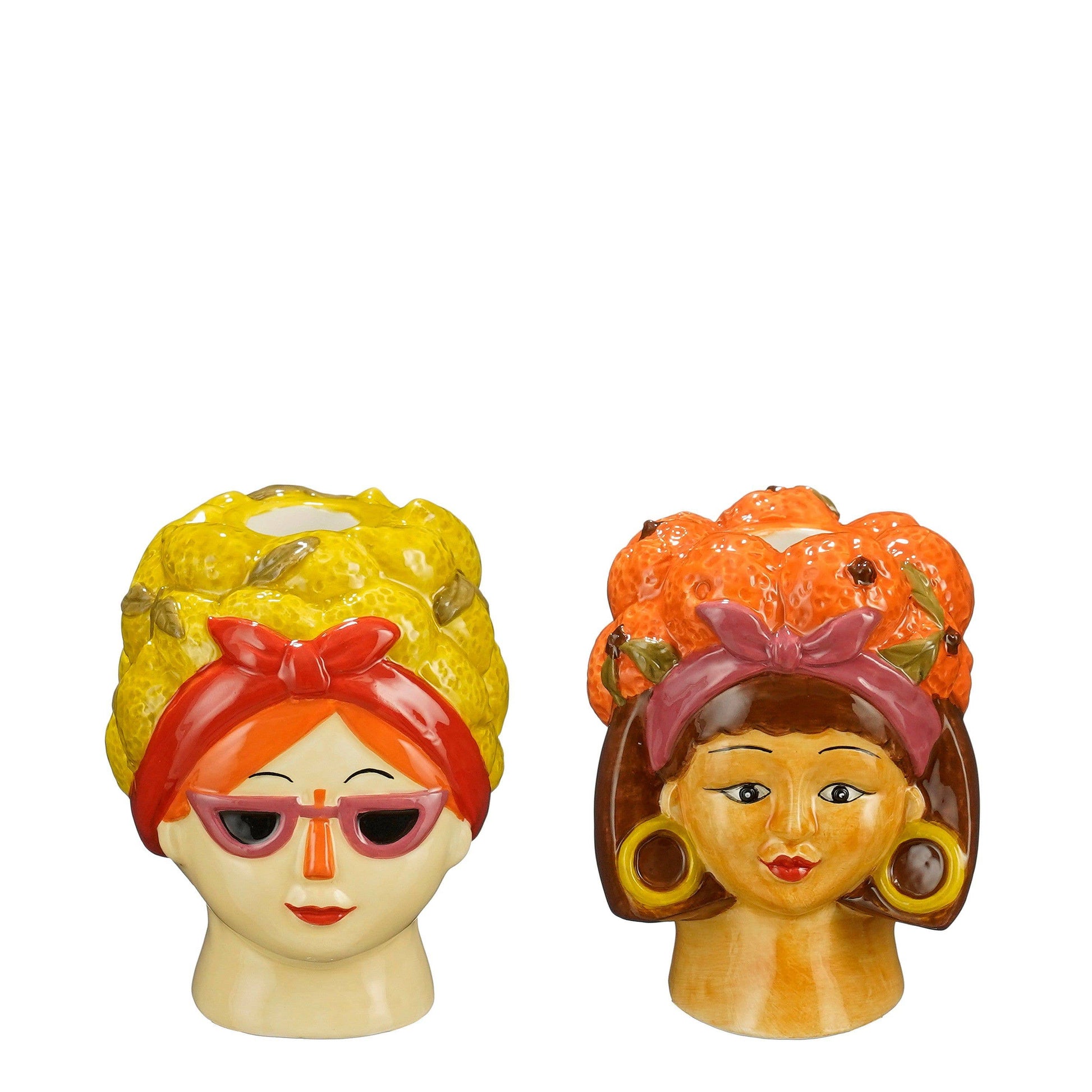 Funny 2-Head Candle Holder - Yellow and Orange