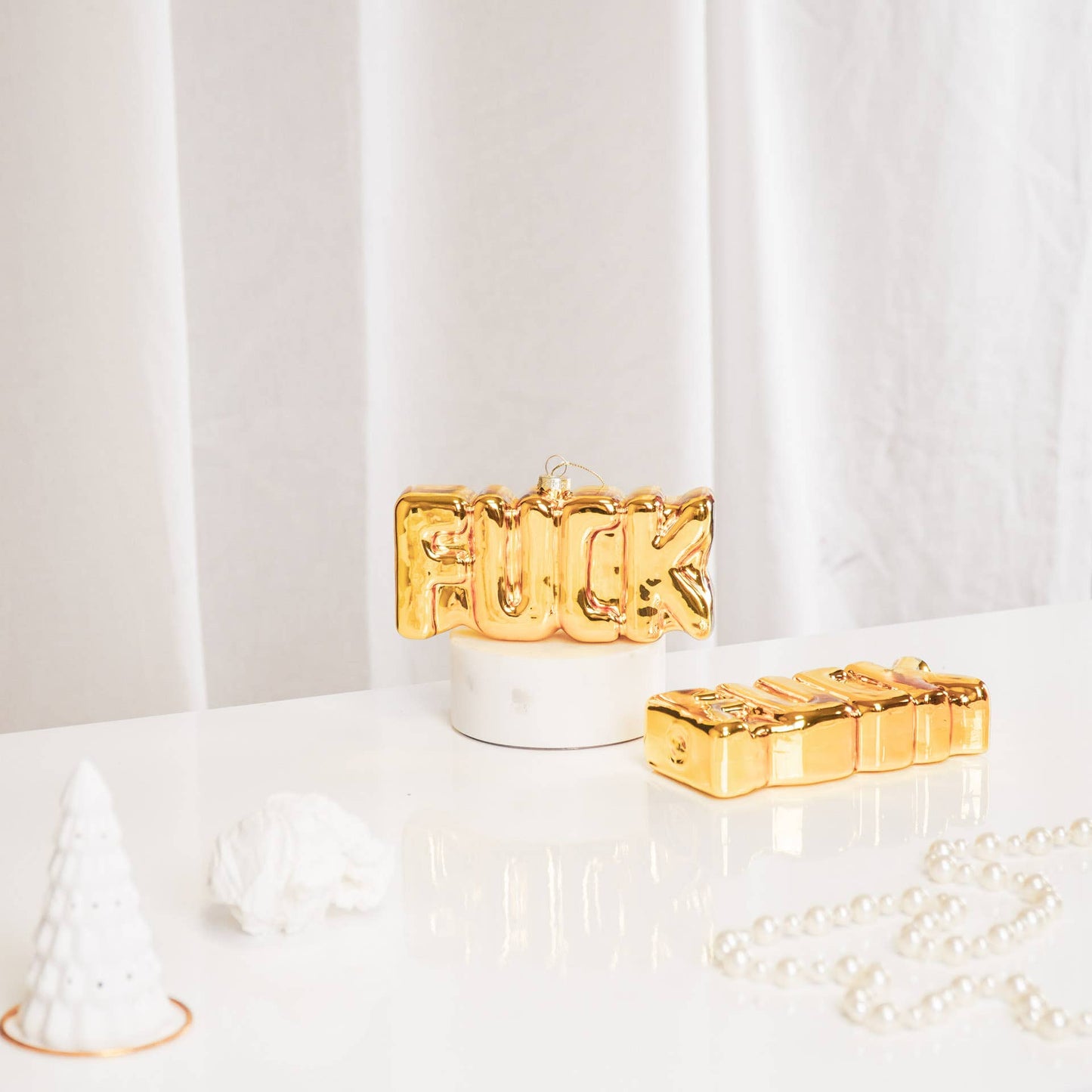 Boule de Noël FUCK Doré