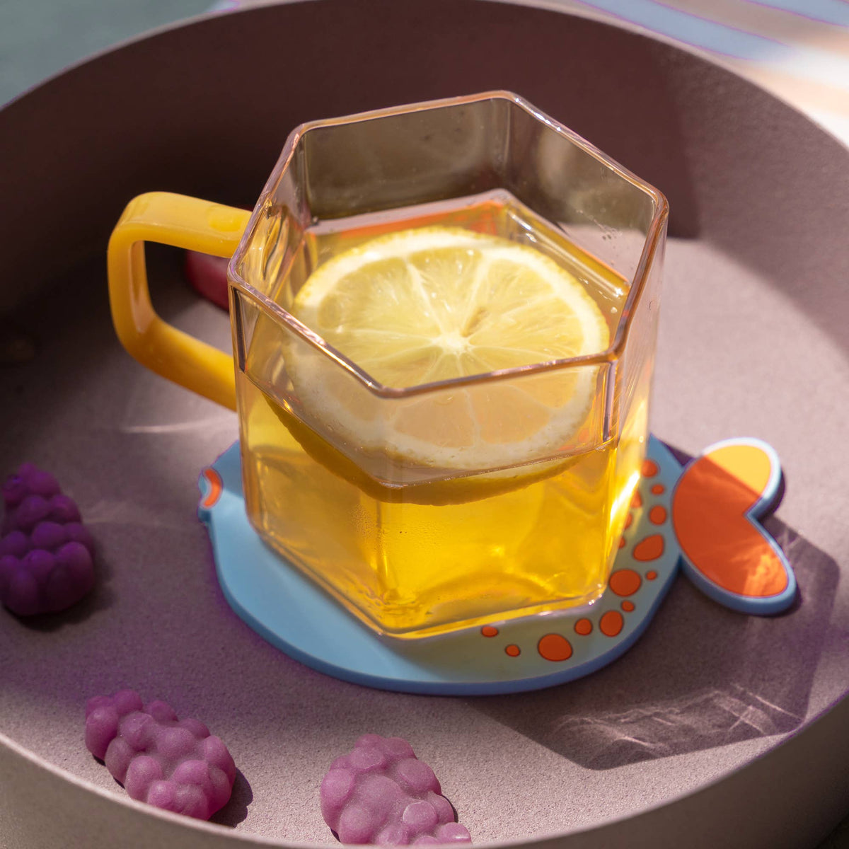 Tazza in vetro geometrico rosa