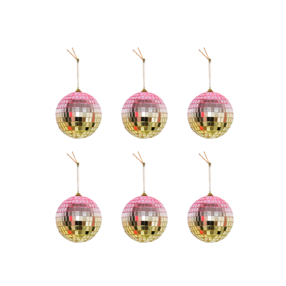 Boule de Noël Disco Rose/or - 6-Pack