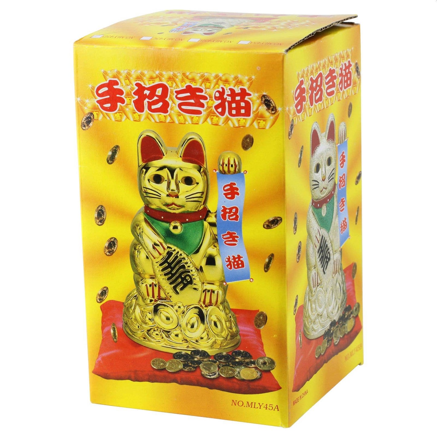Maneki-neko lucky cat, undulating cat, 11 cm, white