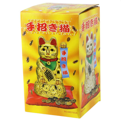 Maneki-neko lucky cat, undulating cat, 11 cm, white