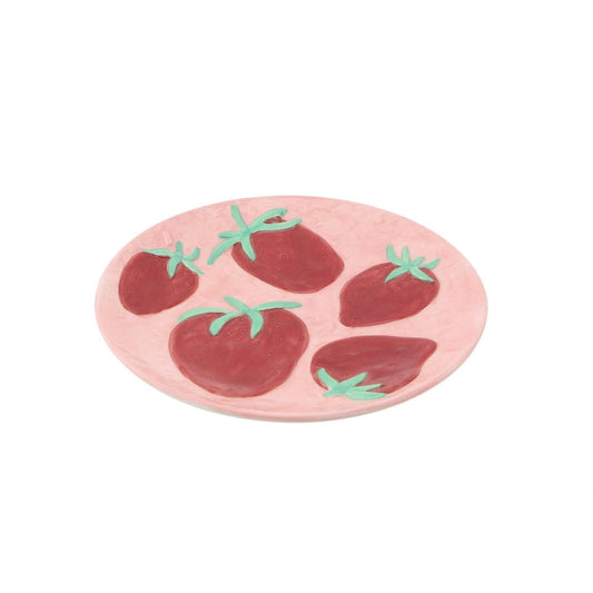 Decorative plate - Strawberries - Pink/Red - 17.5x17.5x2cm