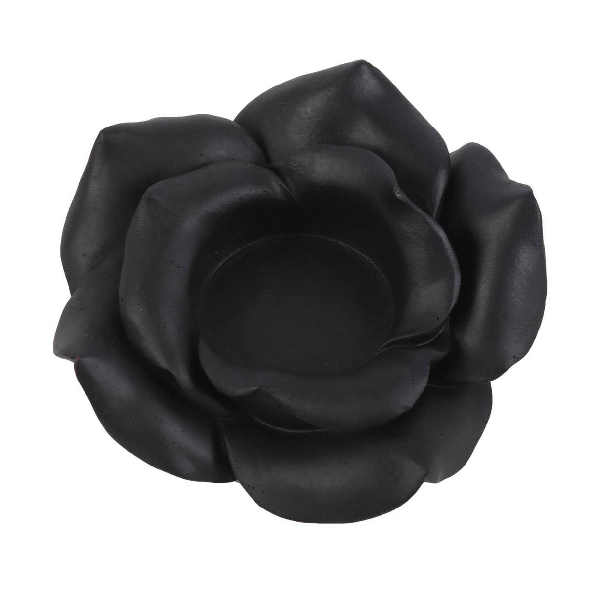 Photophore en résine en forme de rose noire