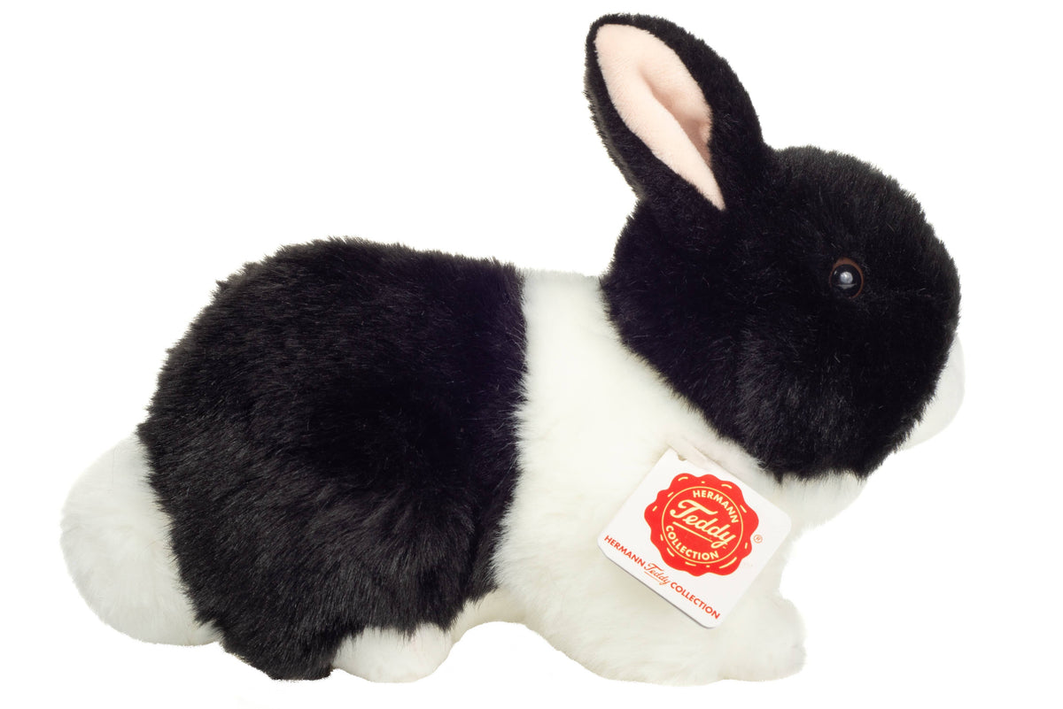 Peluche Lapin Noir et Blanc – 23 cm