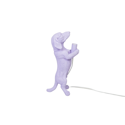 Lampe de Table - Lampe Teckel - Polyrésine - Lilas - E14 - 10x15x38cm