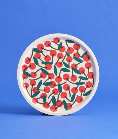 Plateau de service rond Cerises