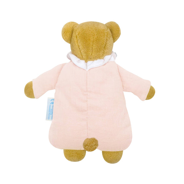 Ours Nid d'Ange Doudou Hochet - Coton Bio Rose Poudré