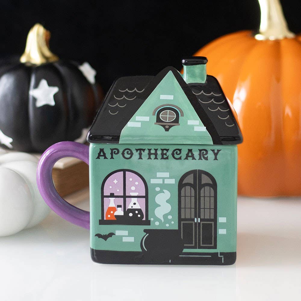 Tasse à couvercle Halloween de boutique d'apothicaire