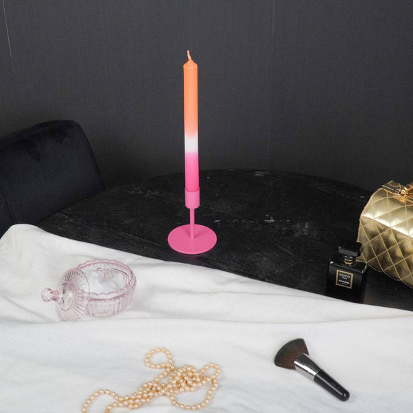 Candlestick - Basic - Metal - Neon Pink - 8x8x10cm