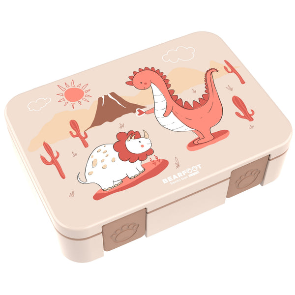 Bento Box with Compartments, Lightweight & Leakproof - Dino Brown