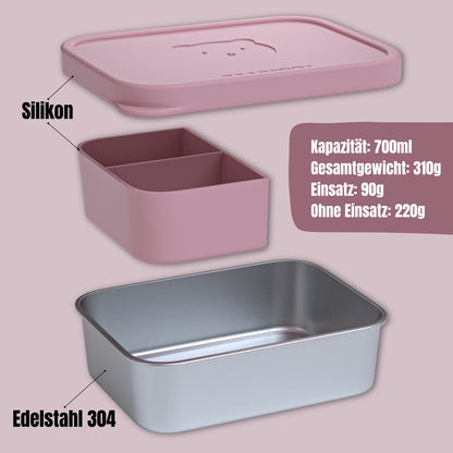 Kids' Stainless Steel Lunchbox with Silicone Insert - Pink