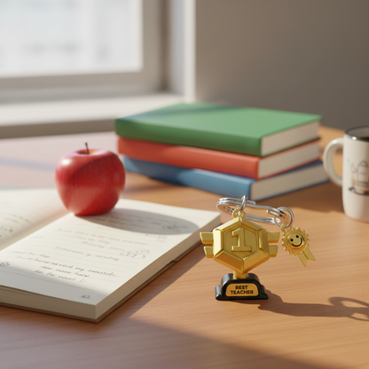 Best Teacher Trophy Keychain